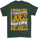 Bookworm Reading a Reader Dies Funny Mens T-Shirt Cotton Gildan Forest Green