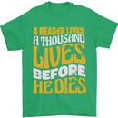 Bookworm Reading a Reader Dies Funny Mens T-Shirt Cotton Gildan Irish Green