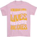 Bookworm Reading a Reader Dies Funny Mens T-Shirt Cotton Gildan Light Pink