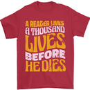 Bookworm Reading a Reader Dies Funny Mens T-Shirt Cotton Gildan Red