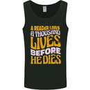 Bookworm Reading a Reader Dies Funny Mens Vest Tank Top Black