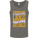 Bookworm Reading a Reader Dies Funny Mens Vest Tank Top Charcoal
