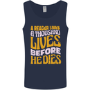 Bookworm Reading a Reader Dies Funny Mens Vest Tank Top Navy Blue