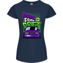 Born for Drift Drifting Car Womens Petite Cut T-Shirt Navy Blue
