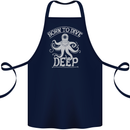 Born to Dive Deep Scuba Diving Diver Cotton Apron 100% Organic Navy Blue
