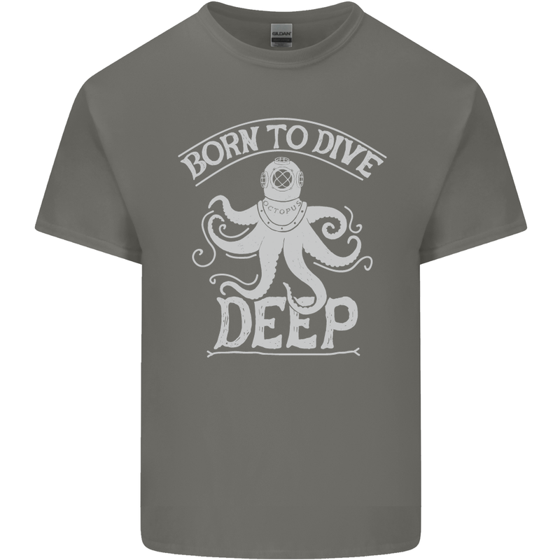 Born to Dive Deep Scuba Diving Diver Mens Cotton T-Shirt Tee Top Charcoal