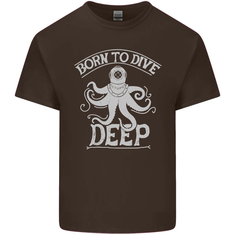 Born to Dive Deep Scuba Diving Diver Mens Cotton T-Shirt Tee Top Dark Chocolate