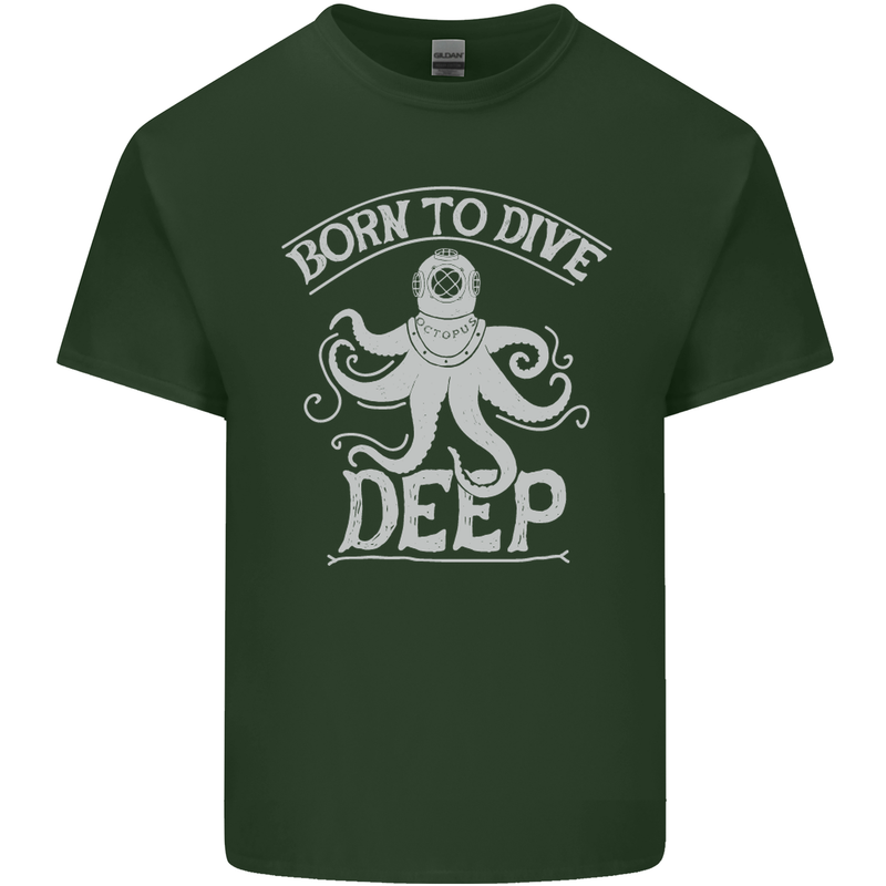 Born to Dive Deep Scuba Diving Diver Mens Cotton T-Shirt Tee Top Forest Green