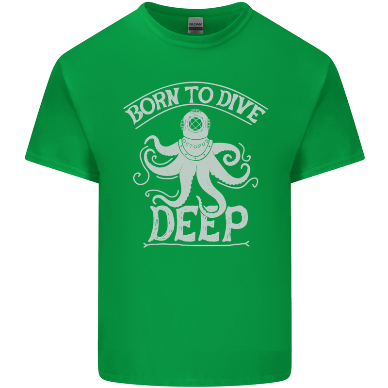 Born to Dive Deep Scuba Diving Diver Mens Cotton T-Shirt Tee Top Irish Green