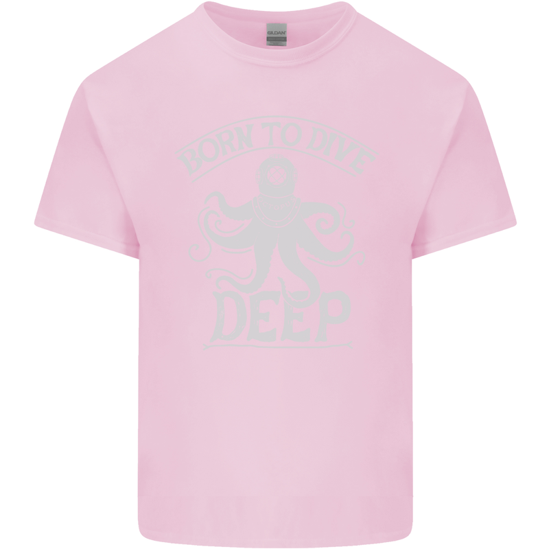 Born to Dive Deep Scuba Diving Diver Mens Cotton T-Shirt Tee Top Light Pink