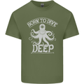 Born to Dive Deep Scuba Diving Diver Mens Cotton T-Shirt Tee Top Military Green