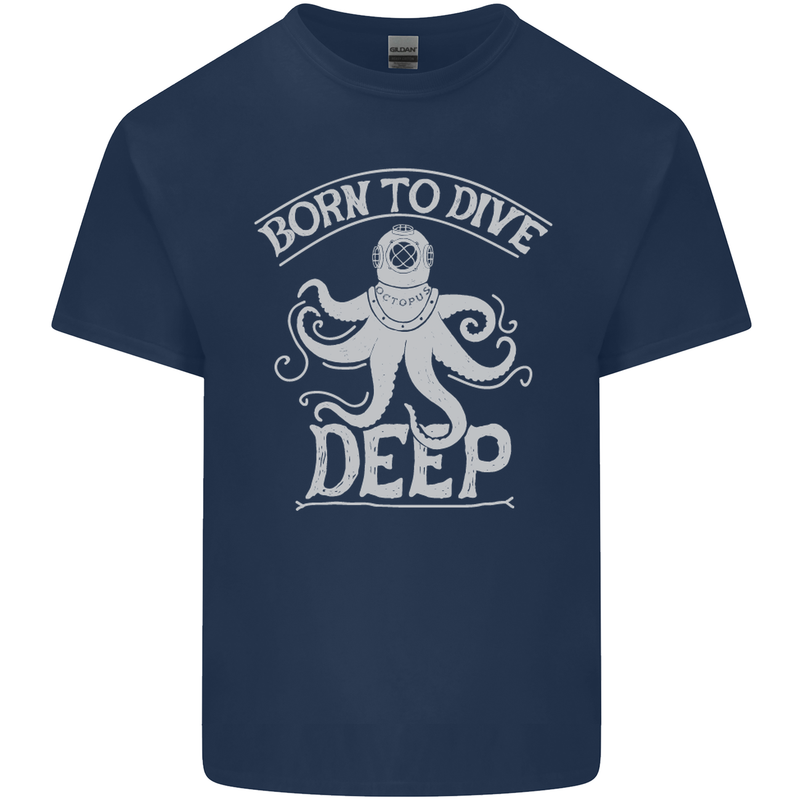 Born to Dive Deep Scuba Diving Diver Mens Cotton T-Shirt Tee Top Navy Blue
