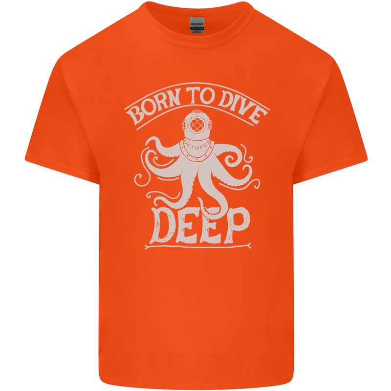 Born to Dive Deep Scuba Diving Diver Mens Cotton T-Shirt Tee Top Orange