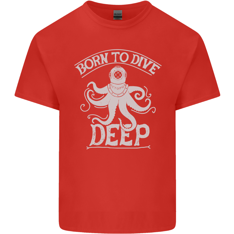 Born to Dive Deep Scuba Diving Diver Mens Cotton T-Shirt Tee Top Red