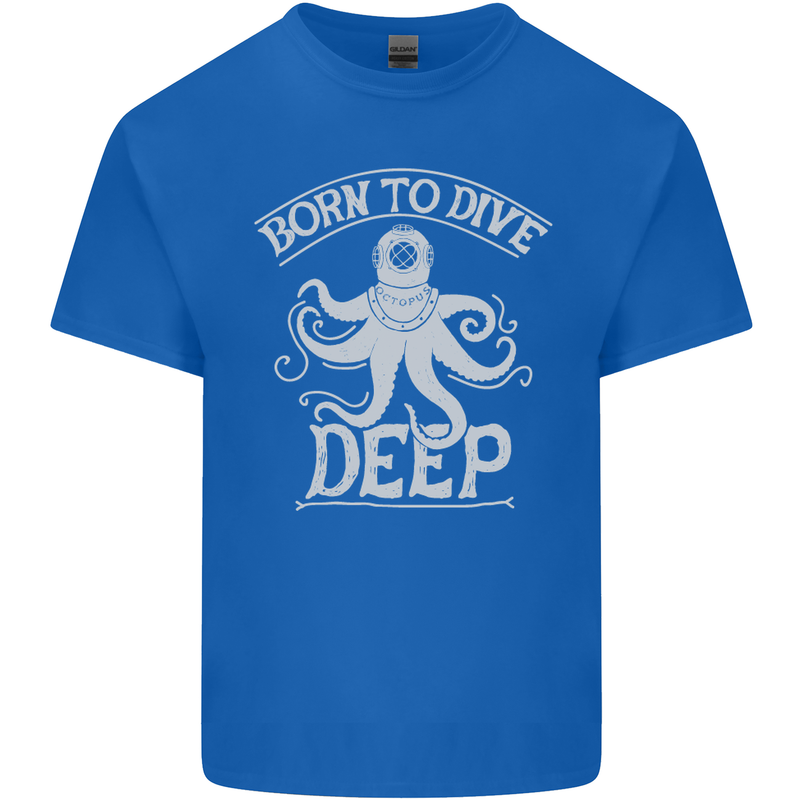 Born to Dive Deep Scuba Diving Diver Mens Cotton T-Shirt Tee Top Royal Blue