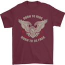 Born to Ride Biker Motorcycle Motorbike Mens T-Shirt Cotton Gildan Maroon