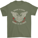 Born to Ride Biker Motorcycle Motorbike Mens T-Shirt Cotton Gildan Military Green