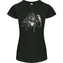 Boxing Gorilla MMA Mixed Martial Arts Boxer Womens Petite Cut T-Shirt Black