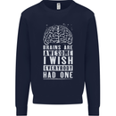 Brains Are Awesome Funny Sarcastic Slogan Kids Sweatshirt Jumper Navy Blue