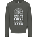 Brains Are Awesome Funny Sarcastic Slogan Kids Sweatshirt Jumper Storm Grey