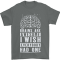Brains Are Awesome Funny Sarcastic Slogan Mens T-Shirt Cotton Gildan Charcoal