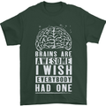 Brains Are Awesome Funny Sarcastic Slogan Mens T-Shirt Cotton Gildan Forest Green