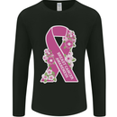 Breast Cancer Awareness Bow Mens Long Sleeve T-Shirt Black