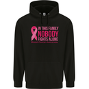 Breast Cancer Awareness Nobody Fights Alone Mens 80% Cotton Hoodie Black