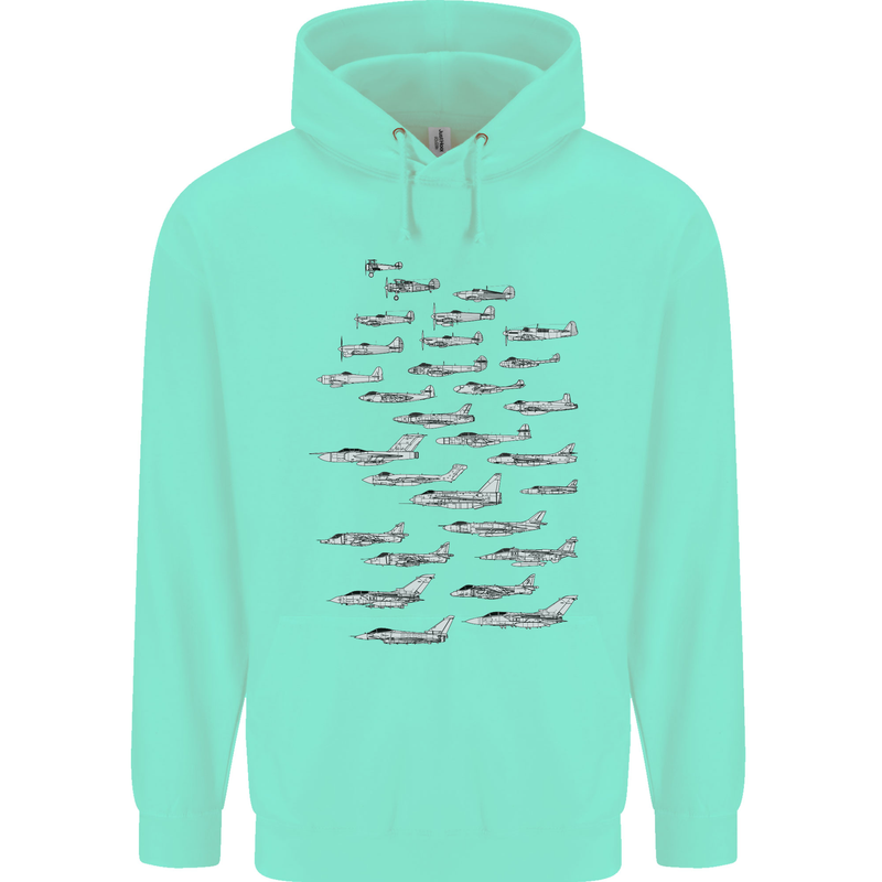 British RAF Fighters Royal Air Force Planes Childrens Kids Hoodie Peppermint