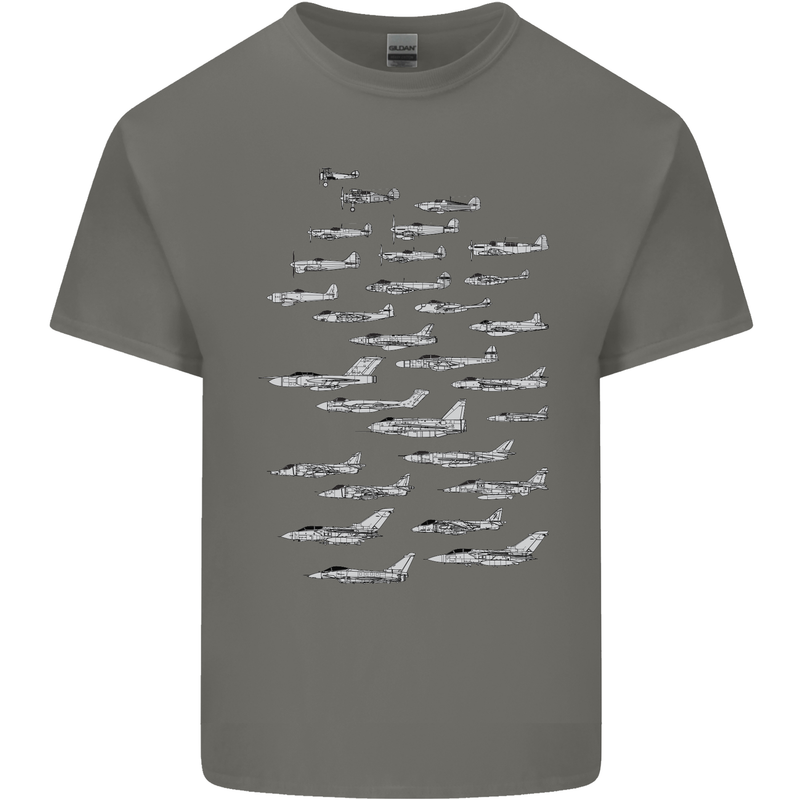 British RAF Fighters Royal Air Force Planes Mens Cotton T-Shirt Tee Top Charcoal