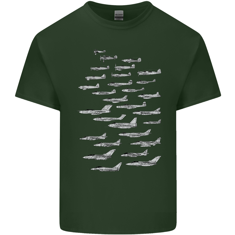 British RAF Fighters Royal Air Force Planes Mens Cotton T-Shirt Tee Top Forest Green