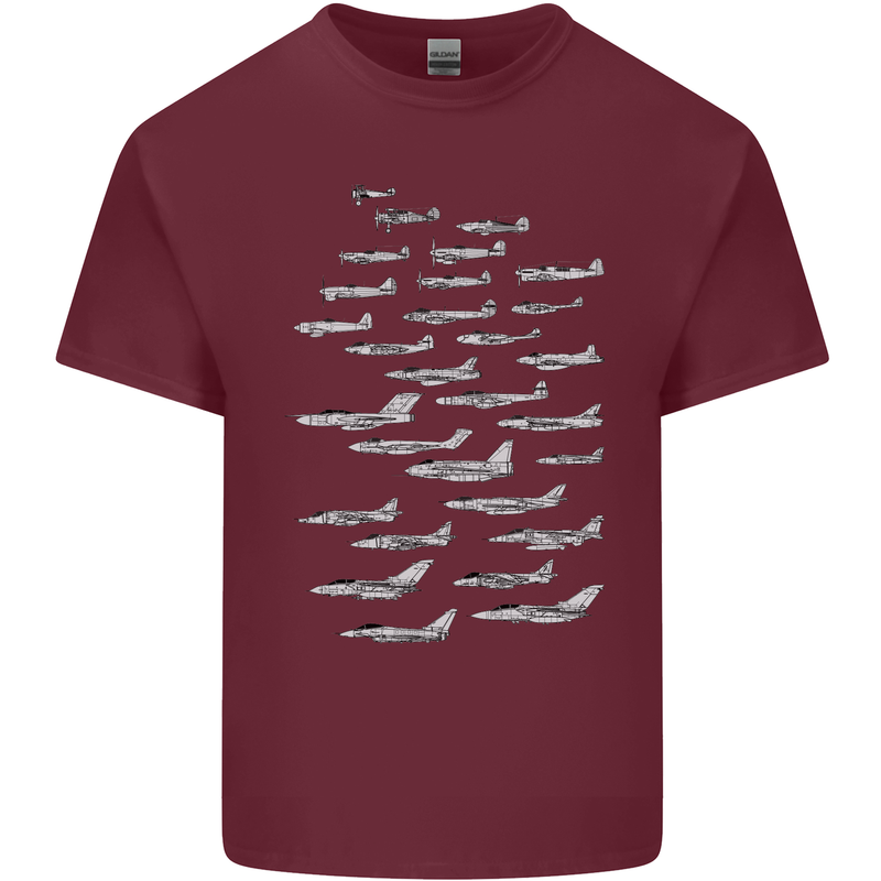 British RAF Fighters Royal Air Force Planes Mens Cotton T-Shirt Tee Top Maroon