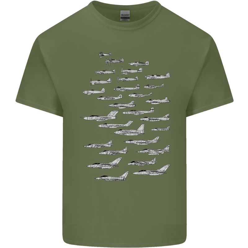 British RAF Fighters Royal Air Force Planes Mens Cotton T-Shirt Tee Top Military Green