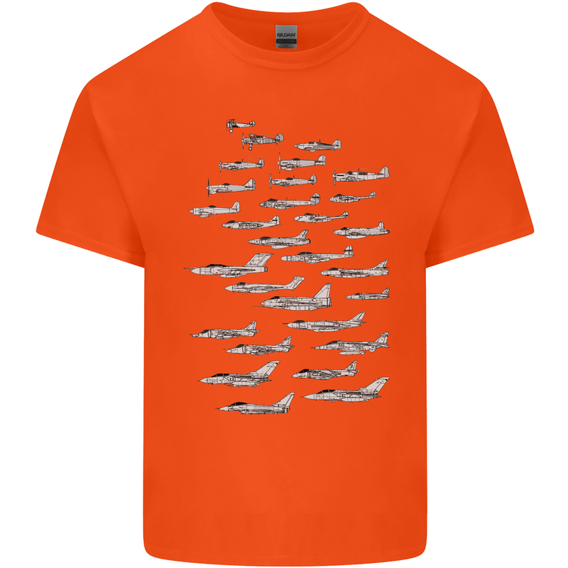 British RAF Fighters Royal Air Force Planes Mens Cotton T-Shirt Tee Top Orange