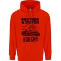 Brother & Sister Best Friends Siblings Mens 80% Cotton Hoodie Bright Red