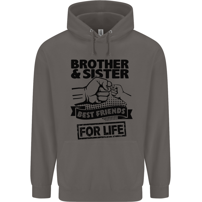 Brother & Sister Best Friends Siblings Mens 80% Cotton Hoodie Charcoal