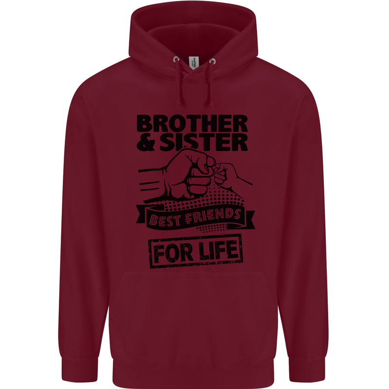 Brother & Sister Best Friends Siblings Mens 80% Cotton Hoodie Maroon