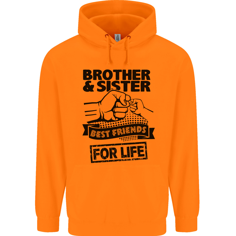 Brother & Sister Best Friends Siblings Mens 80% Cotton Hoodie Orange
