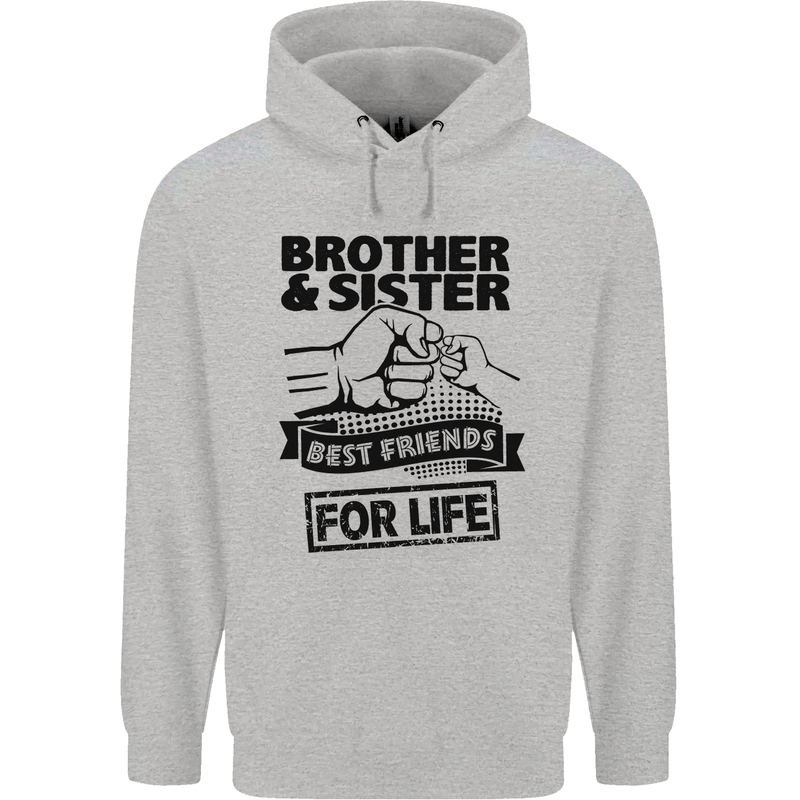 Brother & Sister Best Friends Siblings Mens 80% Cotton Hoodie Sports Grey