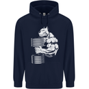 Bulldog Gym Training Top Bodybuilding Mens 80% Cotton Hoodie Navy Blue