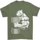 Bulldog Gym Training Top Bodybuilding Mens T-Shirt Cotton Gildan Military Green