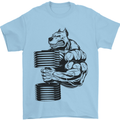 Bulldog Gym Training Top Weightlifting Mens T-Shirt Cotton Gildan Light Blue