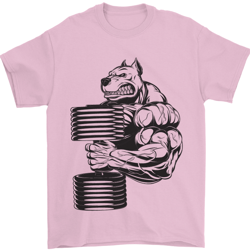 Bulldog Gym Training Top Weightlifting Mens T-Shirt Cotton Gildan Light Pink