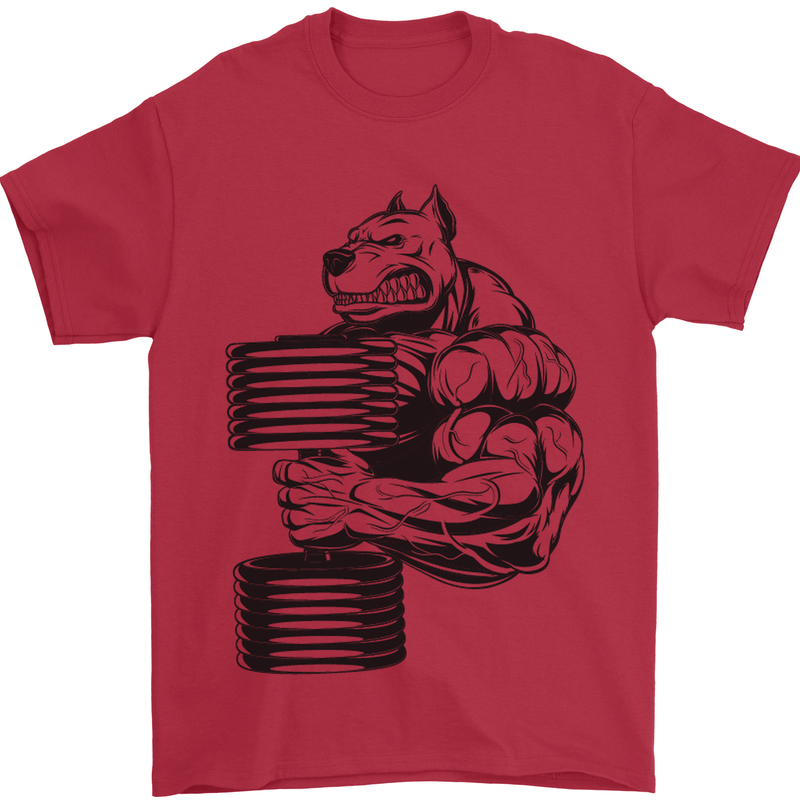 Bulldog Gym Training Top Weightlifting Mens T-Shirt Cotton Gildan Red