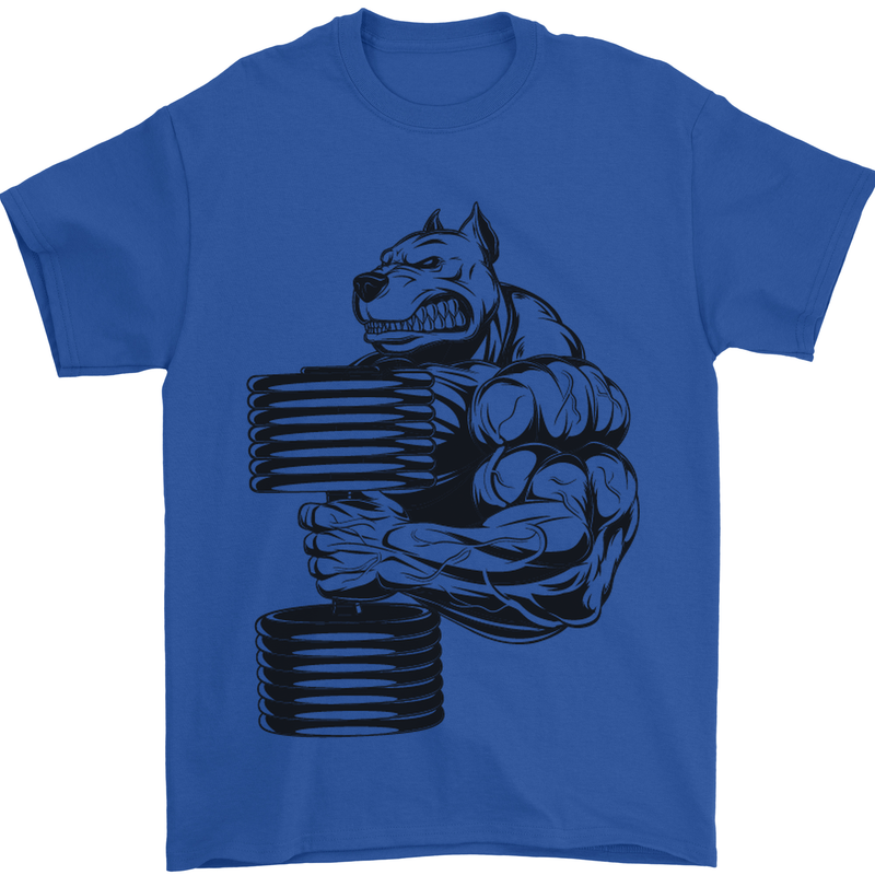 Bulldog Gym Training Top Weightlifting Mens T-Shirt Cotton Gildan Royal Blue