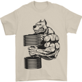 Bulldog Gym Training Top Weightlifting Mens T-Shirt Cotton Gildan Sand