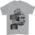 Bulldog Gym Training Top Weightlifting Mens T-Shirt Cotton Gildan Sports Grey