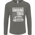 Burning Tires Car Drifting Mens Long Sleeve T-Shirt Charcoal