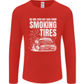 Burning Tires Car Drifting Mens Long Sleeve T-Shirt Red