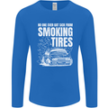 Burning Tires Car Drifting Mens Long Sleeve T-Shirt Royal Blue